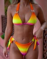 Moda Minx X Amber Jepson Amour Triangle Bikini Top In Ombre Cabana