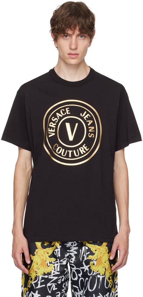 Versace Jeans Couture Black V Emblem T Shirt Versace