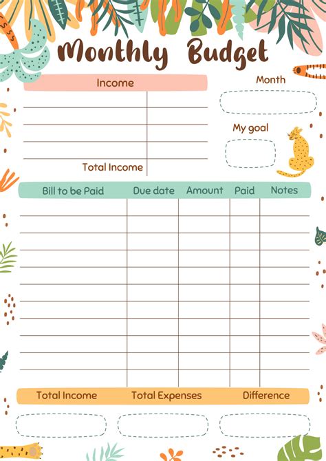 Mod Le De Planificateur De Budget Mensuel Imprimer Planificateur De