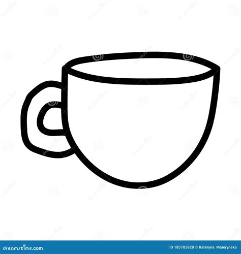 Vector Sketch Illustration Cup Of Coffee Cup Outline On A White