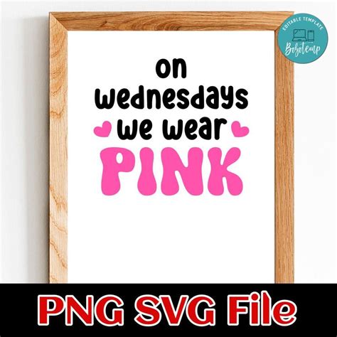 On Wednesday We Wear Pink Breast Cancer Svg Png Customizable Createpartylabels