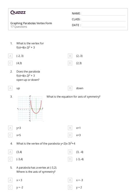 Graphing Parabolas Worksheets On Quizizz Free Printable