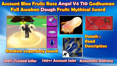 Blox Fruit Level 2450 Race Angel V4 T10 GodHuman Full Awakened Dough ...