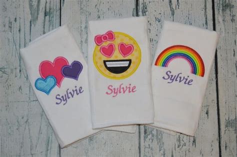 Personalized Emoji Burp cloth Set of 3 Monogrammed