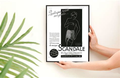 Scandale Lingerie Vintage Poster Original Illustration Print Scandale