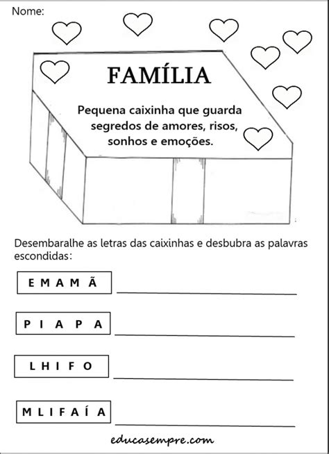 Atividades Sobre Fam Lia Para Educa O Infantil