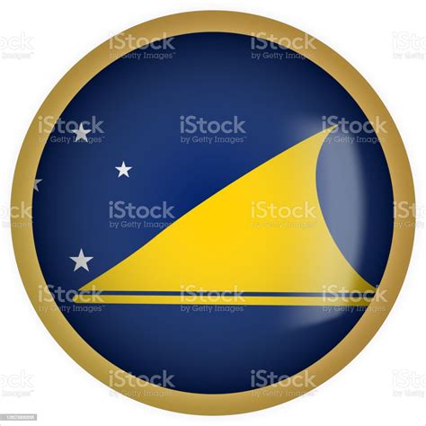 Tokelau 3d Rounded Flag Button Icon With Gold Frame Stock Illustration Download Image Now Istock