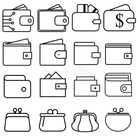 Wallet Icons Vector Purse With Money Illustration Sign Coins Symbol