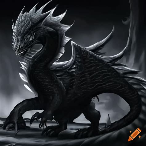 Black And White Dragon Illustration On Craiyon