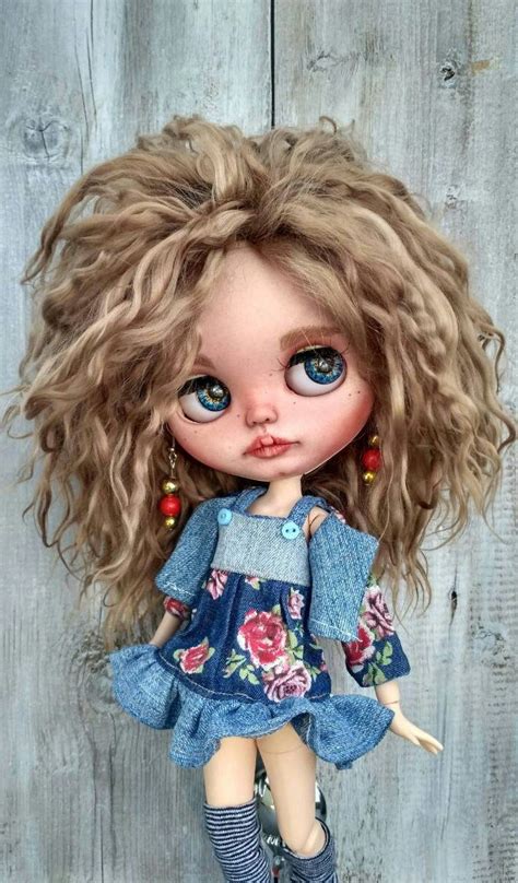 Lola Ooak Doll Custom Blythe Doll Collectible Doll Blythe Doll Blythe Custom Ooak Mohair Weft