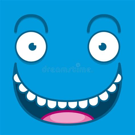 Una Cara Feliz Azul De La Historieta Linda Del Vector Stock De