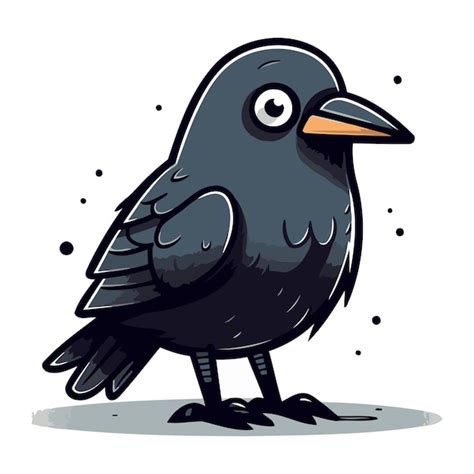 Premium Vector Cute Cartoon Black Crow Isolated On White Background