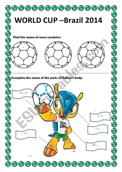 World Cup Brazil 2014 Esl Worksheet By Jupink