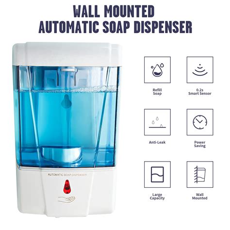 Plussen Soap Dispenser Wall Mount Automatic Hand Sanitizer Dispenser 600ml Gel N Liquid