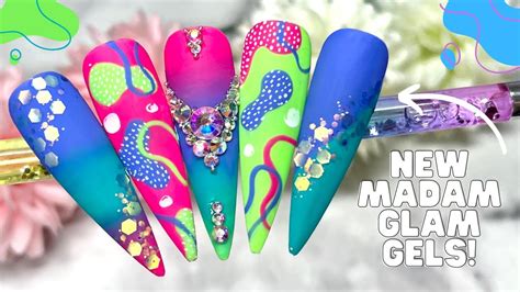 Abstract Nail Art Using The New House Of Color Madam Glam Gel Polish Stamping Nails Ombre