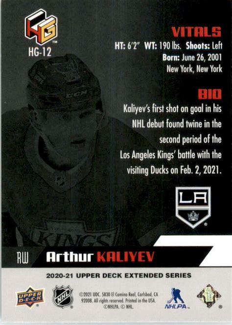 Upper Deck Hologrfx Rookies Hg Arthur Kaliyev Ebay