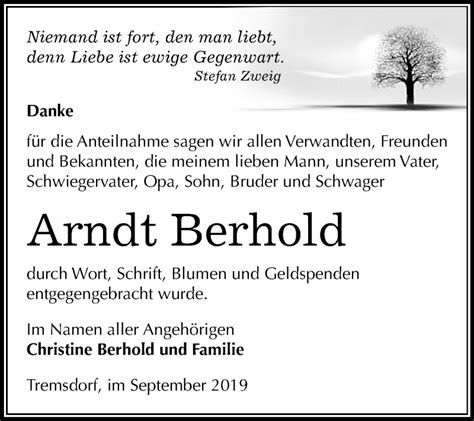 Traueranzeigen Von Arndt Berhold Abschied Nehmen De