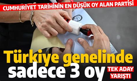 Cumhuriyet tarihinin en düşük oy alan partisi Tek adayla girdikleri