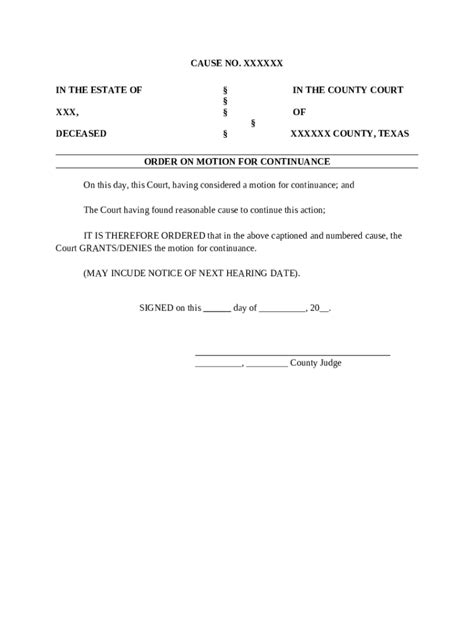 Filing A Motion For Continuance Of Court Hearing Doc Template PdfFiller