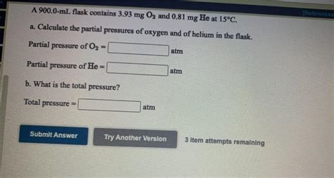 Solved References A Ml Flask Contains Mg O And Chegg