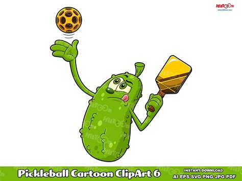 Pickleball Cartoon ClipArt 6. Digital Clip Art Vector Graphic ...