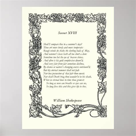 Sonnet # 18 by William Shakespeare | Zazzle