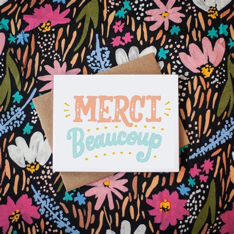 Merci Beaucoup French Thank You Greeting Card Etsy