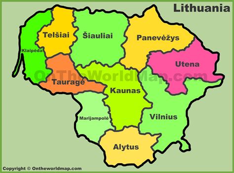 Administrative Divisions Map Of Lithuania Map Of Counties Of