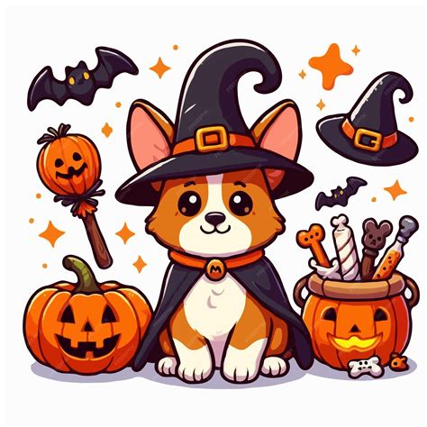 Premium Vector Cute Halloween Dog Vector On White Background