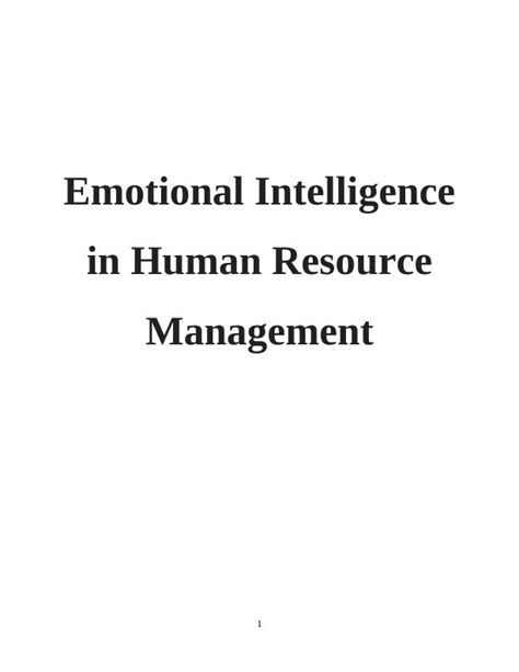 Emotional Intelligence In Hr Management Desklib