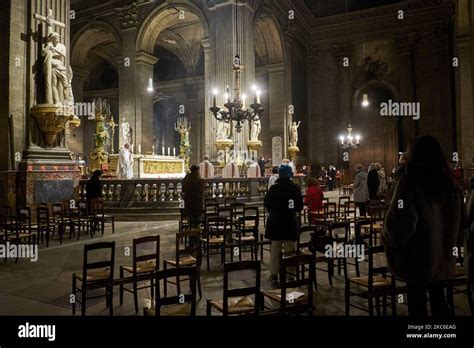 People Attend The Midnight Mass At The Saint Sulpice Church In Paris On December 24 2020