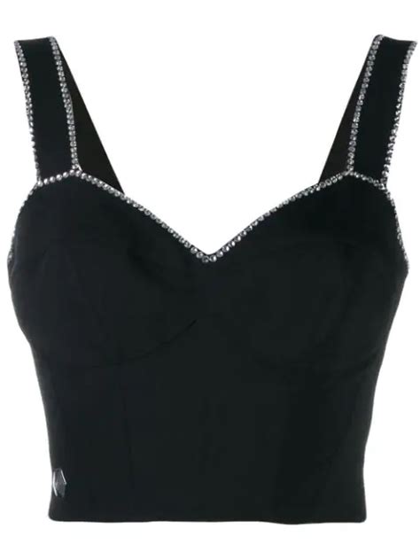 Philipp Plein Embellished Cropped Top In Black ModeSens