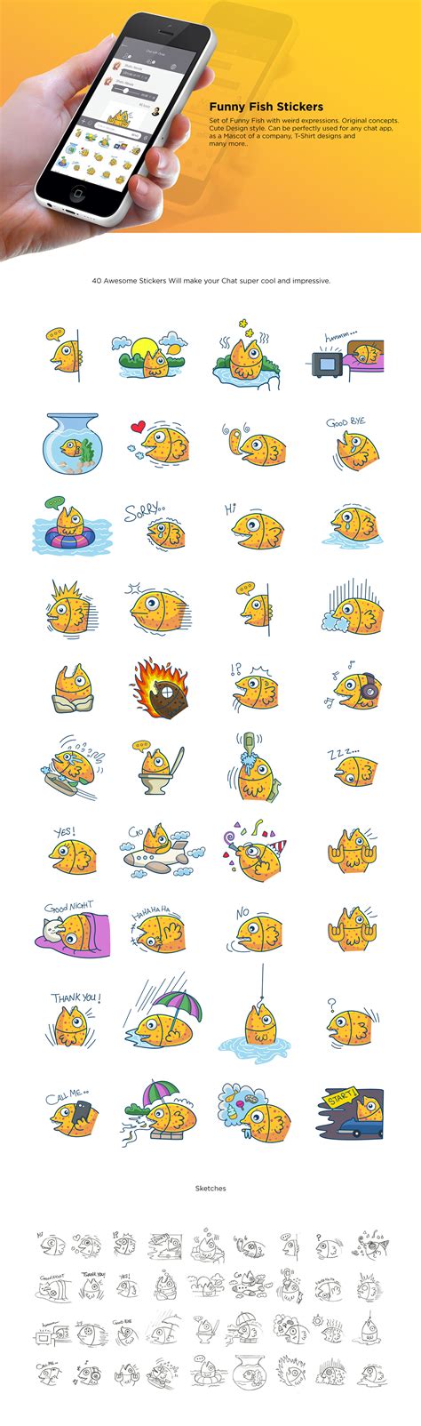 Funny Fish Stickers on Behance