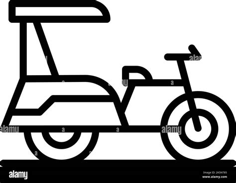 Carriage Tricycle Icon Outline Vector Old Trishaw Indian Bike Stock