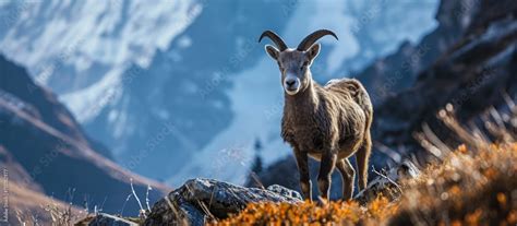 A Nepali Blue Sheep Called A Bharal Looks On Inquisitively From Its