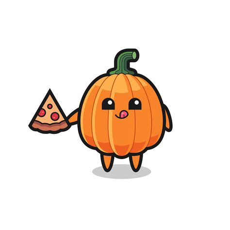 cute pumpkin cartoon eating pizza 6780448 Vector Art at Vecteezy