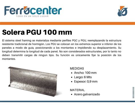 Perfil Solera Pgu X Mts Esp Mm Steel Framing Mercadolibre