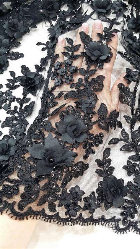 Black Beaded D Lace Fabric Lace To Love