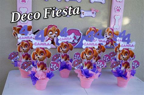 Centros de mesa Sky Paw Patrol Decoracion fiesta cumpleaños