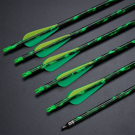 12pcs 30" Archery Pattern Carbon Arrows ID6.2 SP 500 Compound Traditio ...