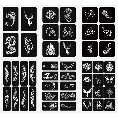 Buy Amteker 285 Pcs Temporary Tattoos Stencils 18 Sheets Henna Tattoo Kit Reusable Henna