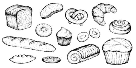 Premium Vector Bakery Products Sketch Set Desserts And Breads