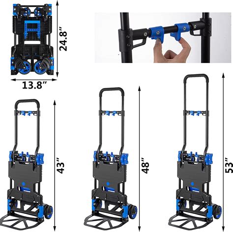 SHZOND Collapsible Hand Trucks, Folding Trolley with Flat Push ...