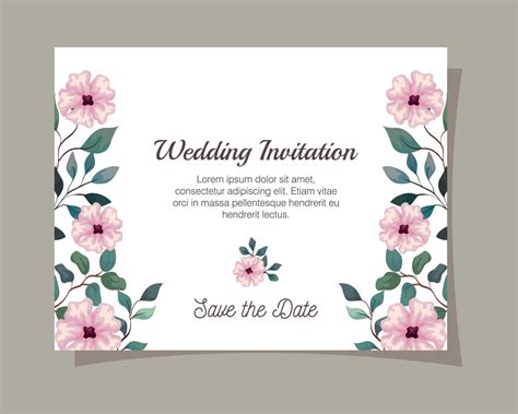 Greeting Card With Flowers Pink Color Wedding Invitation With Flowers