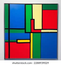 Painting Style Mondrian Using Blue Yellow AI-generated image 2288939029 ...