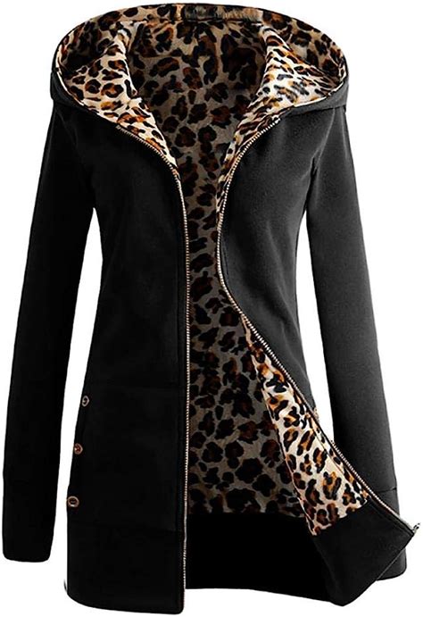 Hooded Padded Leopard Print Sweater Padded Jacket Winter Womens