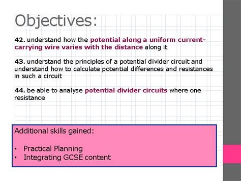 A Level Physics Electrical Quantities Potential Dividers Objectives