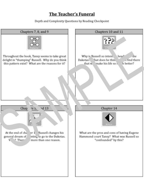 The Teachers Funeral Reading Response With Depth And Complexity 4th