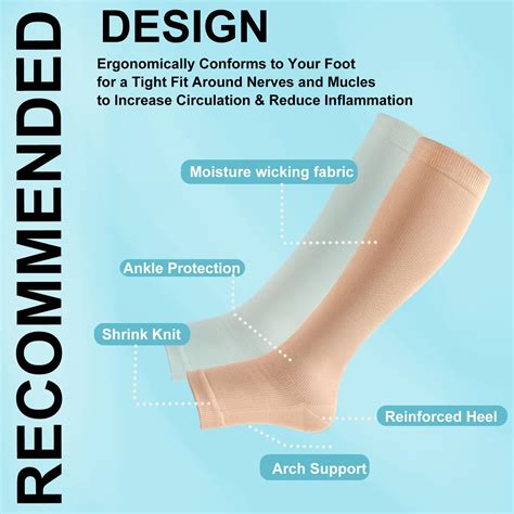 Open Toe Compression Socks 15 20 Mmhg For Women And Men Knee High Toeless Circulation