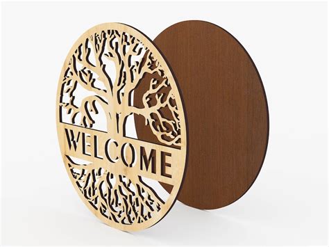 Welcome Door Hanger Laser Cut Svg Files Glowforge Cut Files Etsy